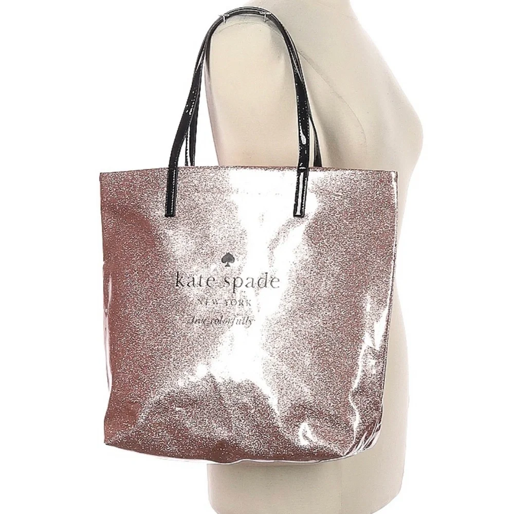Kate Spade Holiday Drive Bon Shopper Tote pink Sparkle Purse